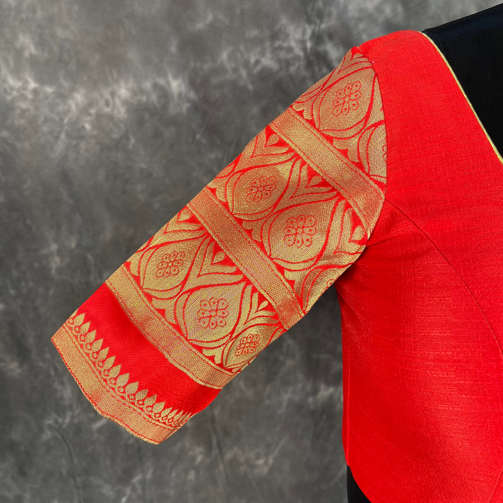 Suhaagan ki Laali Red Coloured Silk /Brocket Ready to Wear Blouse - kapda Tailor | Grocsy