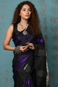 Very Much Indian Anokhi - Handloom Pure Silk Designer Saree - Black and Purple Designer (Limited Edition) | Grocsy