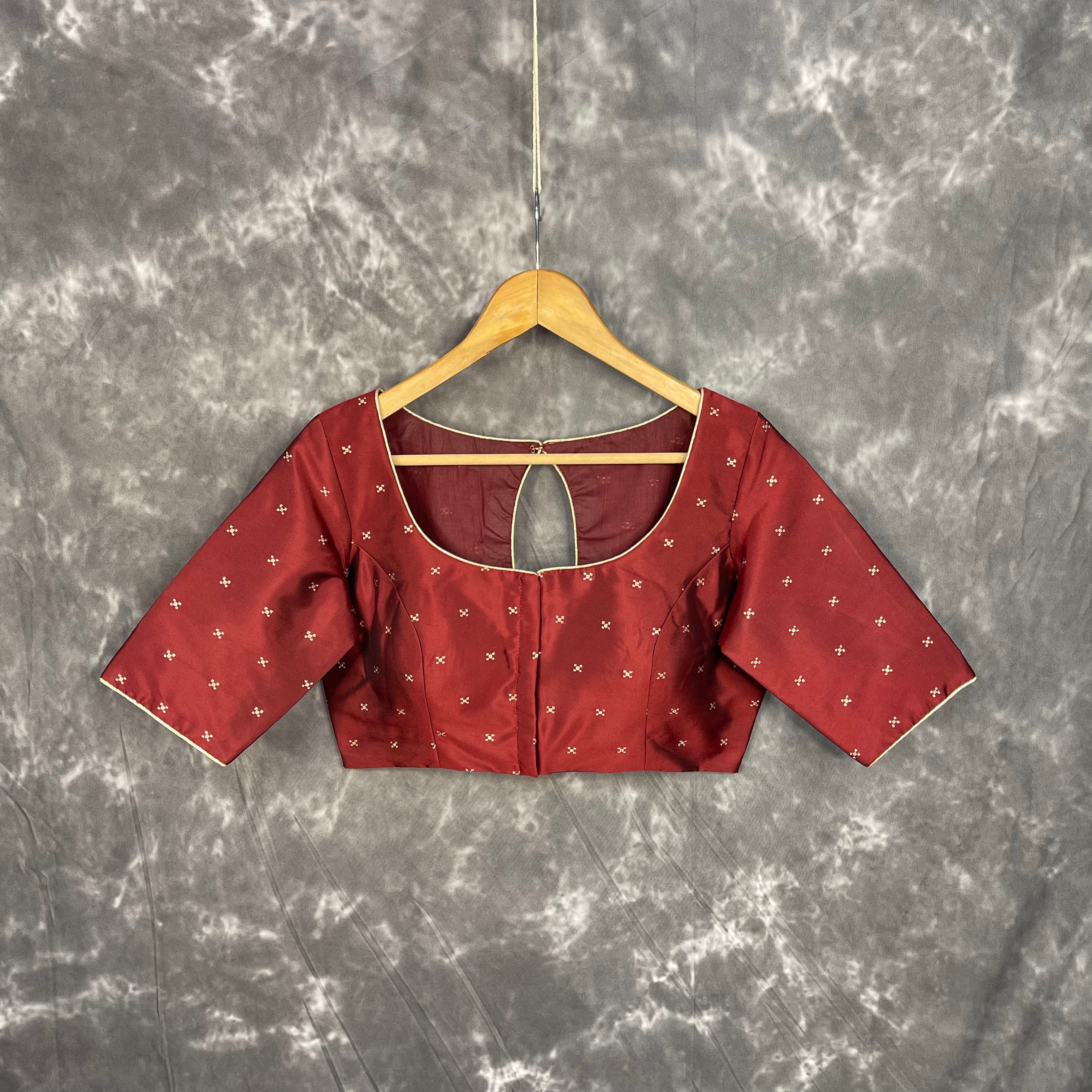Matargashti Maroon Coloured Silk Ready to Wear Blouse - kapda Tailor | Grocsy
