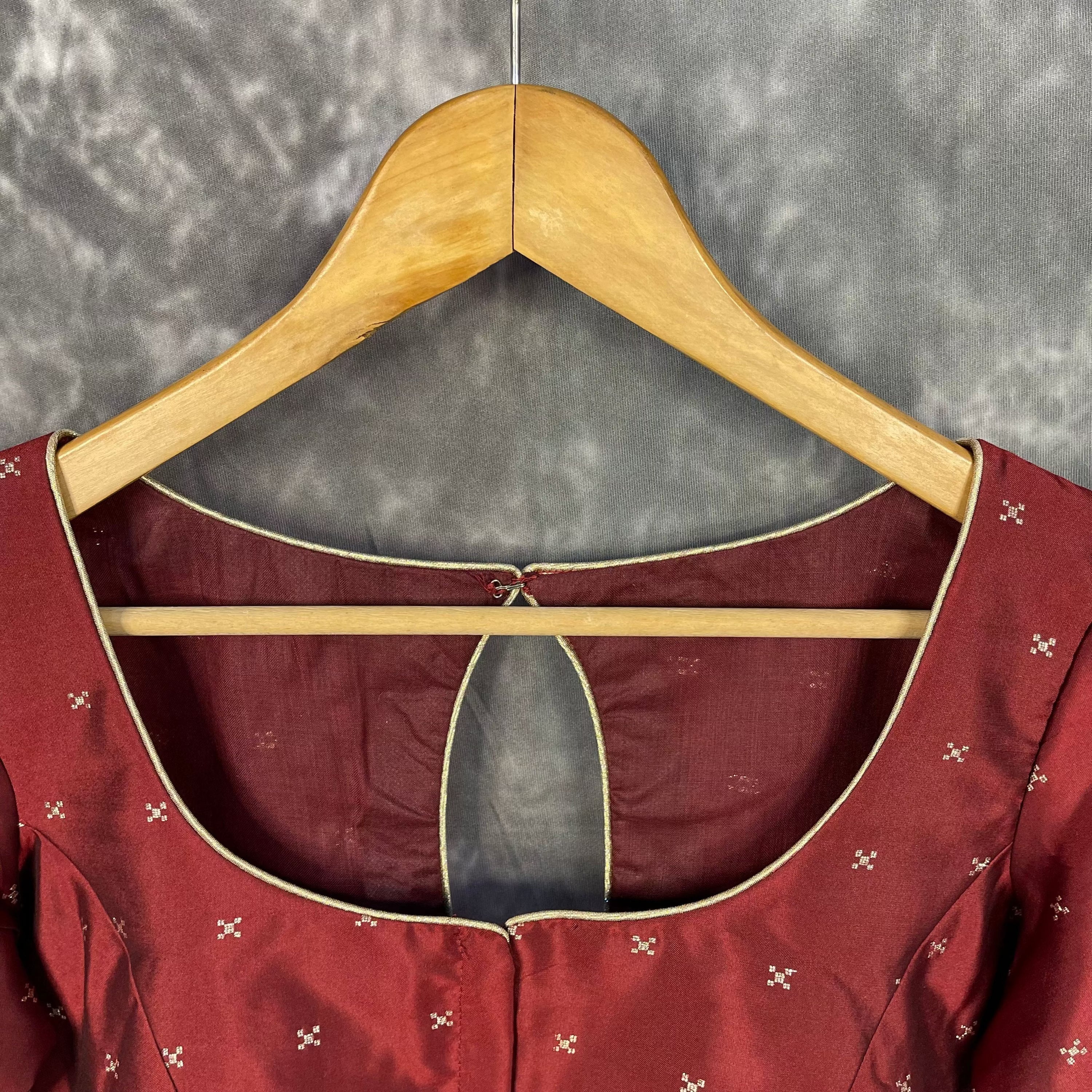 Matargashti Maroon Coloured Silk Ready to Wear Blouse - kapda Tailor | Grocsy