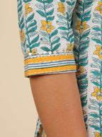 Aramya Straight Soft Cotton Floral Print Women's Kurta - White | Grocsy