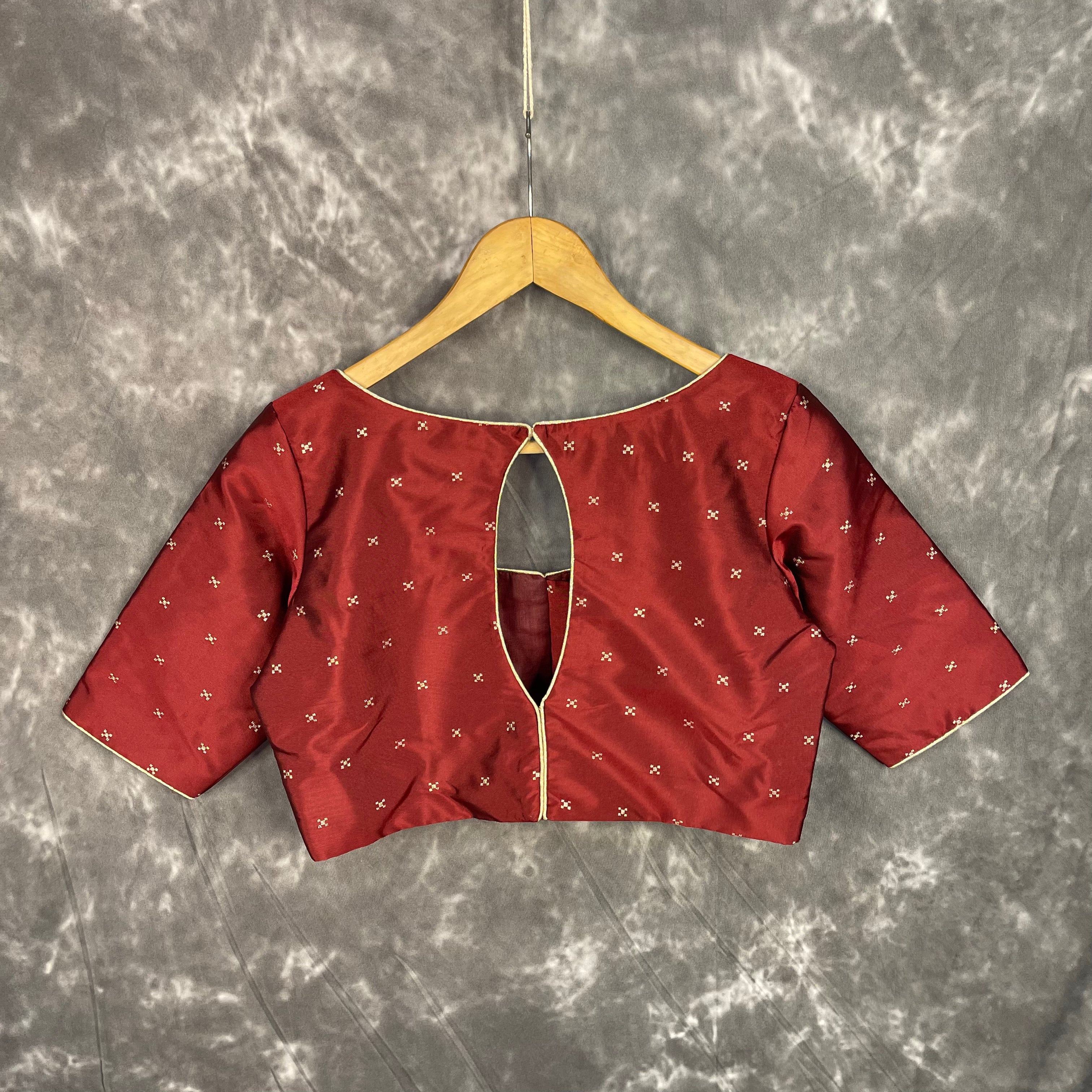 Matargashti Maroon Coloured Silk Ready to Wear Blouse - kapda Tailor | Grocsy