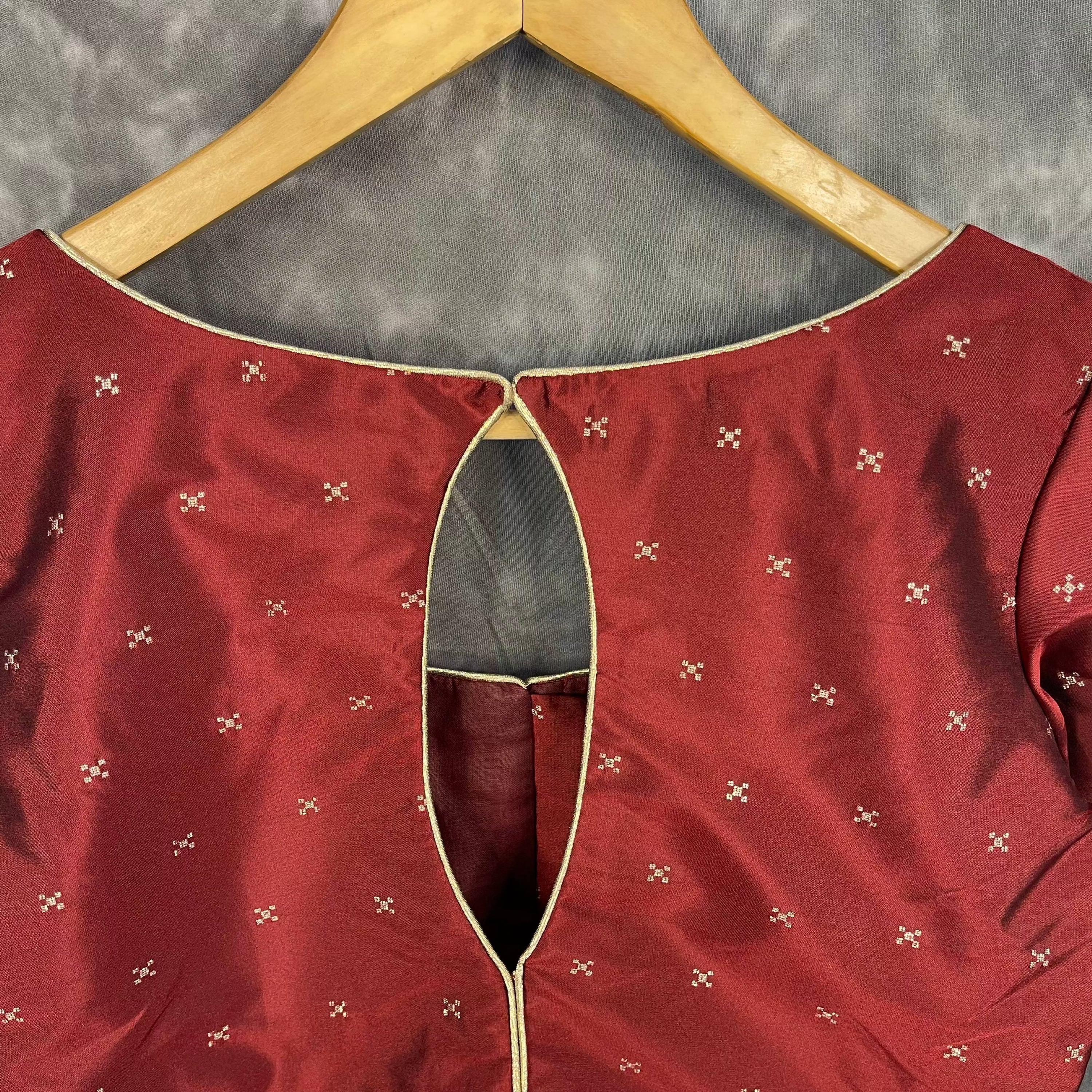 Matargashti Maroon Coloured Silk Ready to Wear Blouse - kapda Tailor | Grocsy