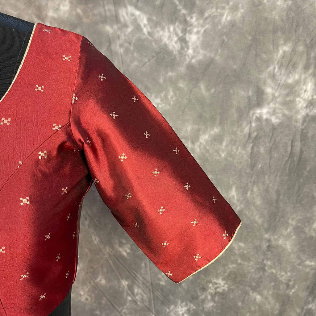 Matargashti Maroon Coloured Silk Ready to Wear Blouse - kapda Tailor | Grocsy