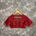 Ehsaas Maroon Coloured Silk Ready to Wear Blouse - kapda Tailor | Grocsy