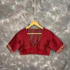 Ehsaas Maroon Coloured Silk Ready to Wear Blouse - kapda Tailor | Grocsy