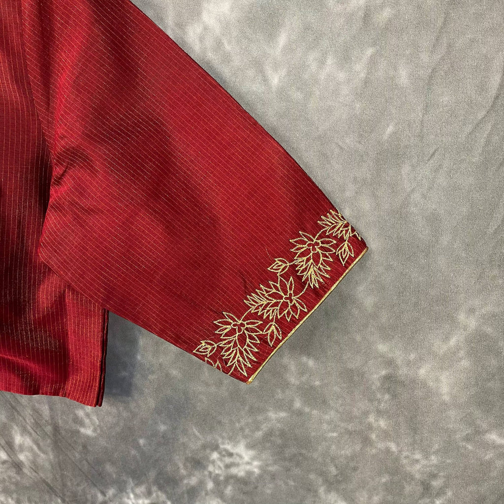 Ehsaas Maroon Coloured Silk Ready to Wear Blouse - kapda Tailor | Grocsy