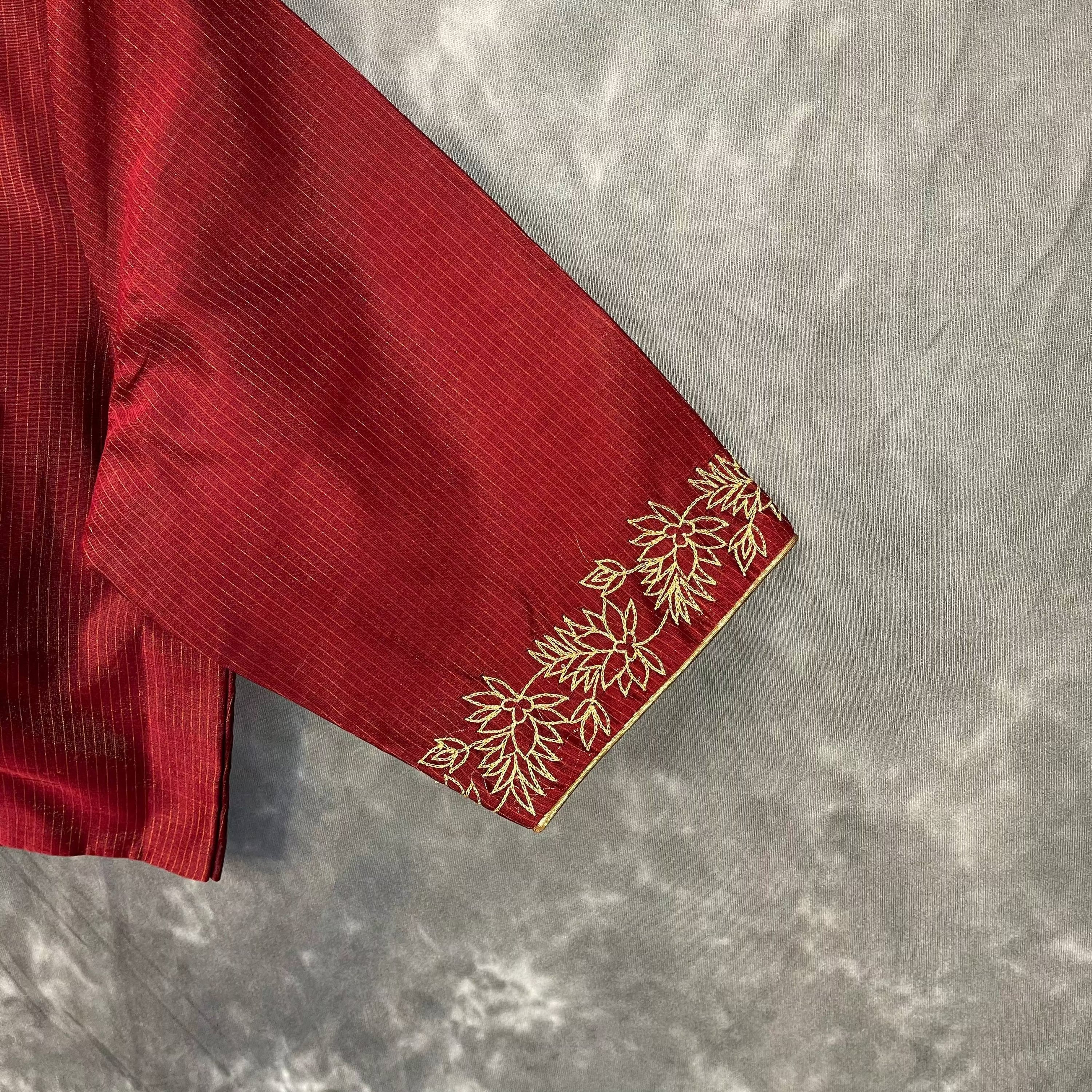 Ehsaas Maroon Coloured Silk Ready to Wear Blouse - kapda Tailor | Grocsy
