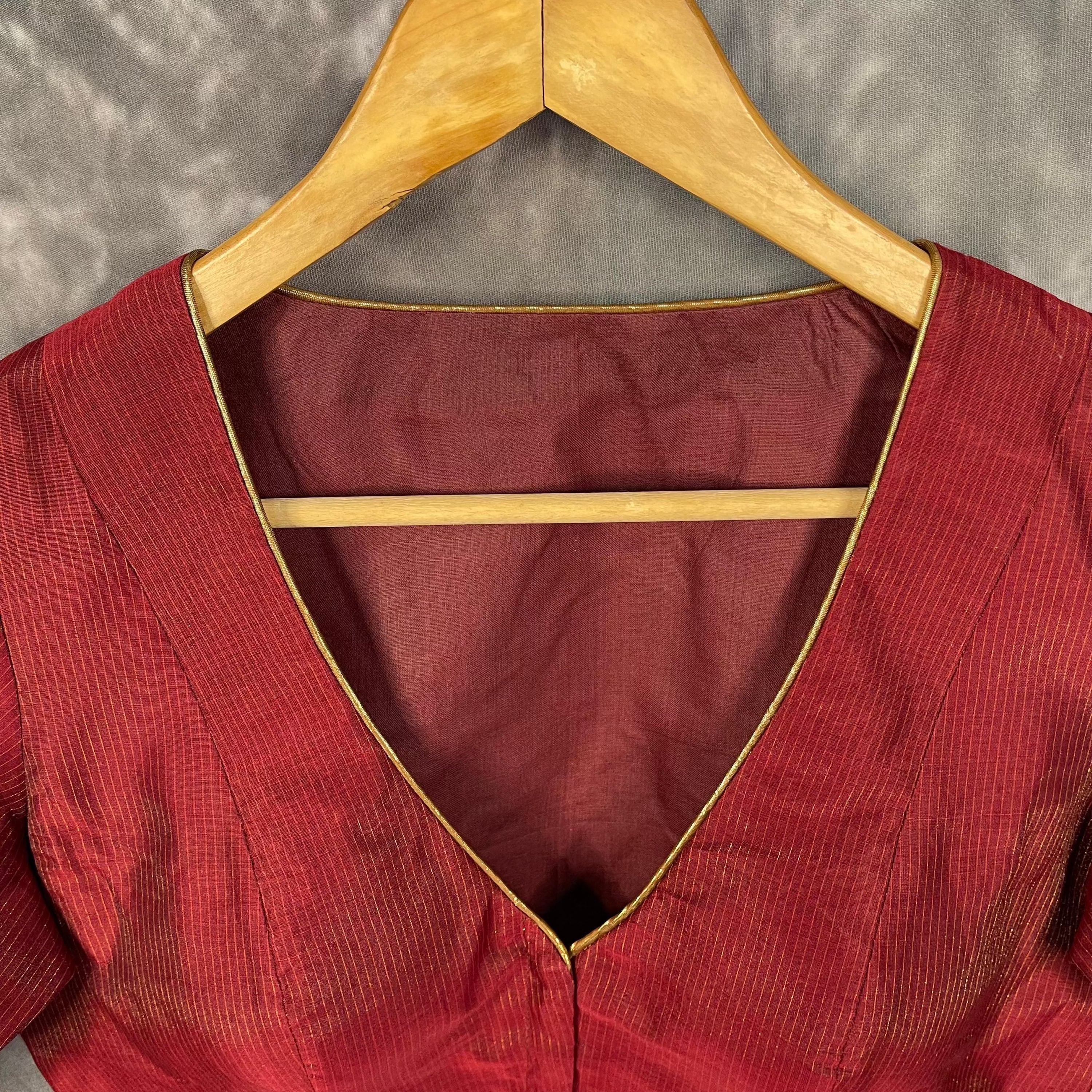 Ehsaas Maroon Coloured Silk Ready to Wear Blouse - kapda Tailor | Grocsy