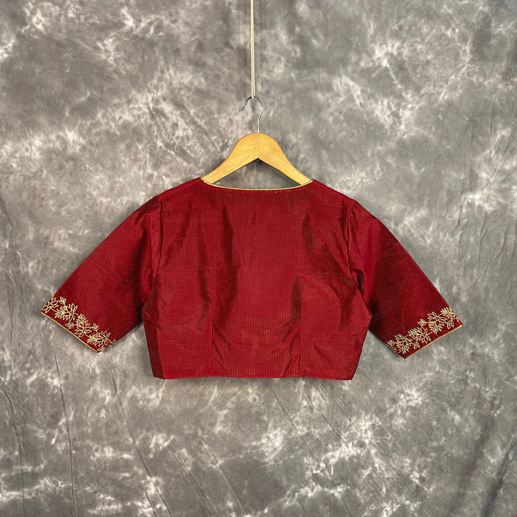 Ehsaas Maroon Coloured Silk Ready to Wear Blouse - kapda Tailor | Grocsy