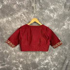 Ehsaas Maroon Coloured Silk Ready to Wear Blouse - kapda Tailor | Grocsy