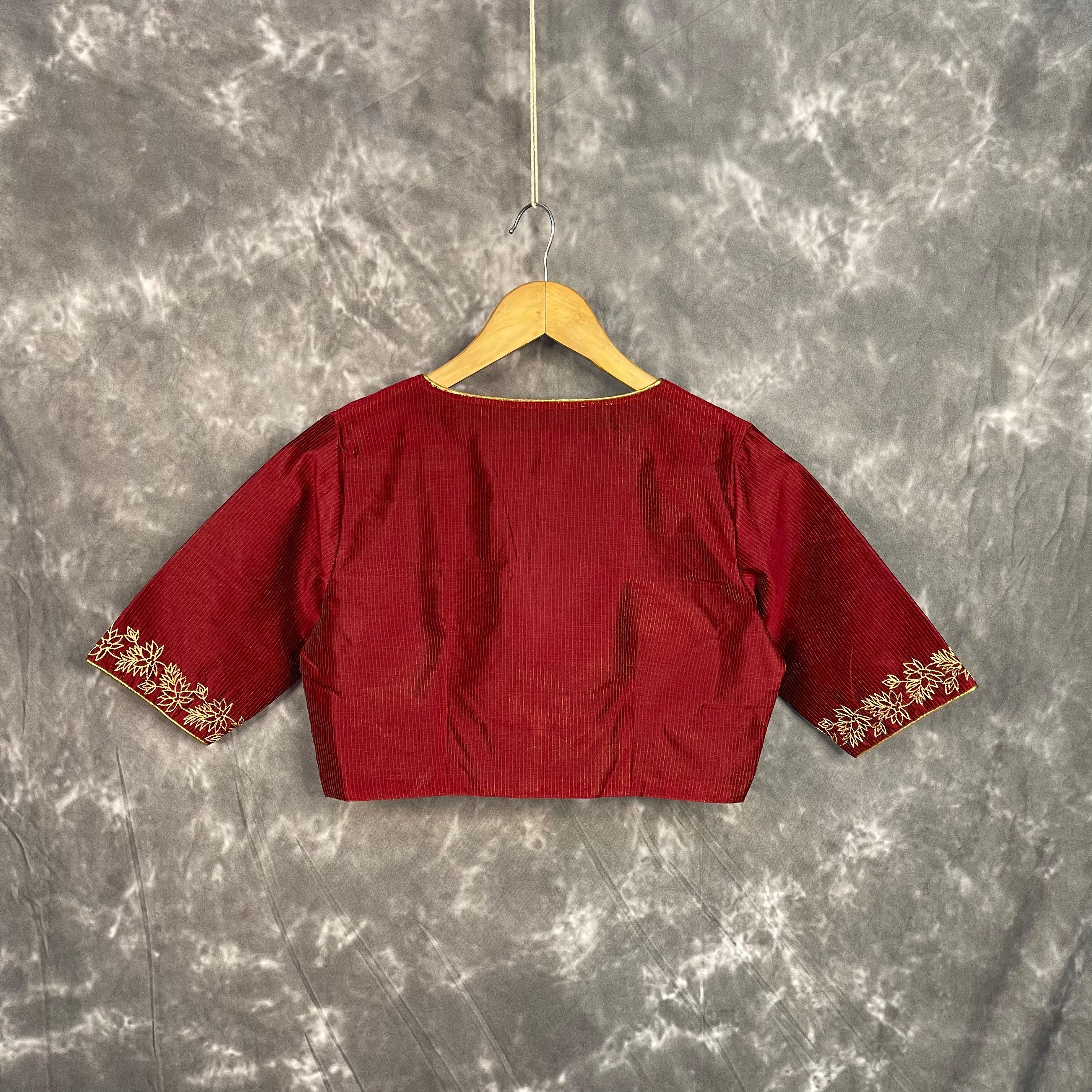 Ehsaas Maroon Coloured Silk Ready to Wear Blouse - kapda Tailor | Grocsy