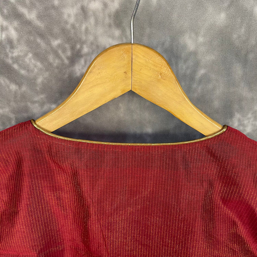 Ehsaas Maroon Coloured Silk Ready to Wear Blouse - kapda Tailor | Grocsy