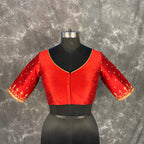 Chaatak Laal Red Coloured Art Row Silk Ready to Wear Blouse - kapda Tailor | Grocsy