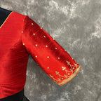 Chaatak Laal Red Coloured Art Row Silk Ready to Wear Blouse - kapda Tailor | Grocsy