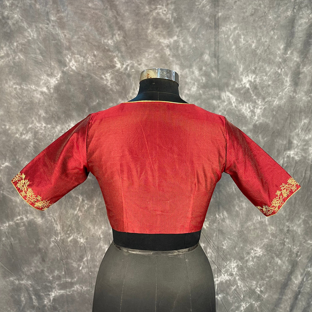 Ehsaas Maroon Coloured Silk Ready to Wear Blouse - kapda Tailor | Grocsy