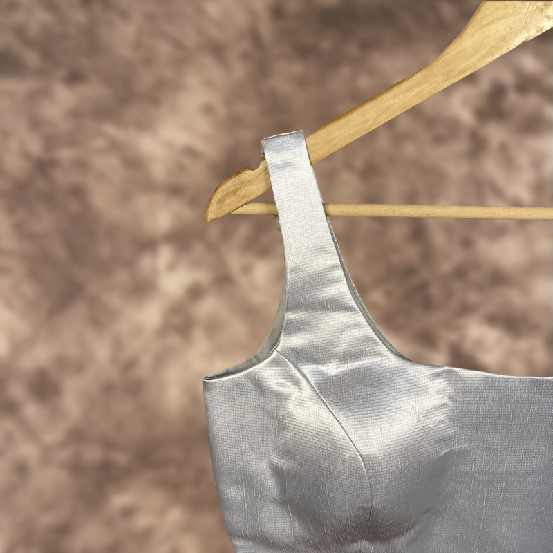 Shades of Stars Silver Coloured Brocket Ready to Wear Blouse - kapda Tailor | Grocsy