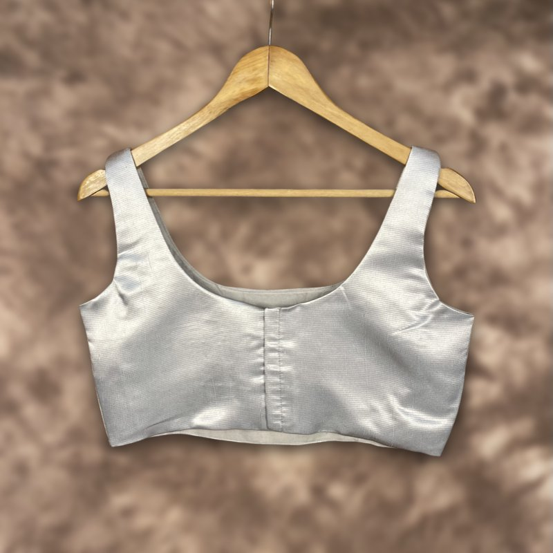 Shades of Stars Silver Coloured Brocket Ready to Wear Blouse - kapda Tailor | Grocsy