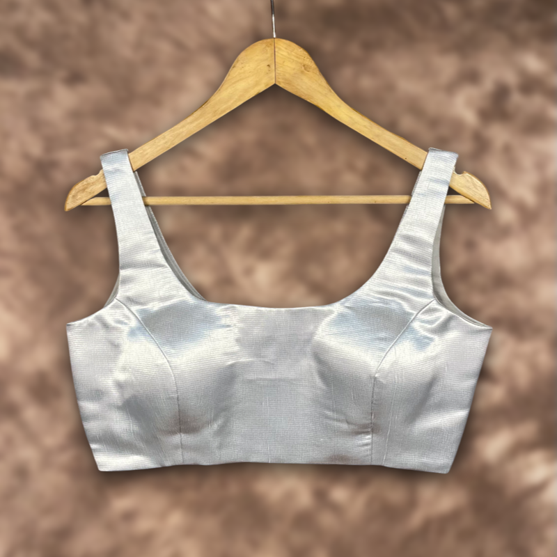 Shades of Stars Silver Coloured Brocket Ready to Wear Blouse - kapda Tailor | Grocsy