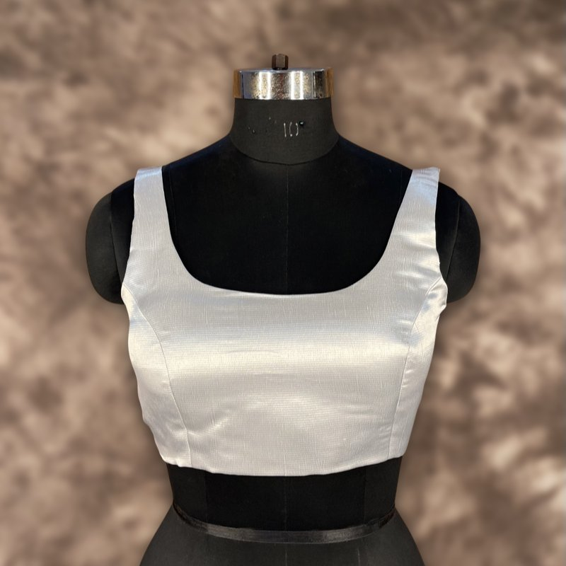 Shades of Stars Silver Coloured Brocket Ready to Wear Blouse - kapda Tailor | Grocsy