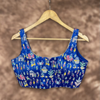 Ishiqiya Blue Blue Coloured Art Row Silk Ready to Wear Blouse - kapda Tailor | Grocsy
