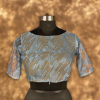 Rubbed Fine Art Sky Gry Coloured Net With Embroidrey Ready to Wear Blouse - kapda Tailor | Grocsy