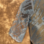 Rubbed Fine Art Sky Gry Coloured Net With Embroidrey Ready to Wear Blouse - kapda Tailor | Grocsy