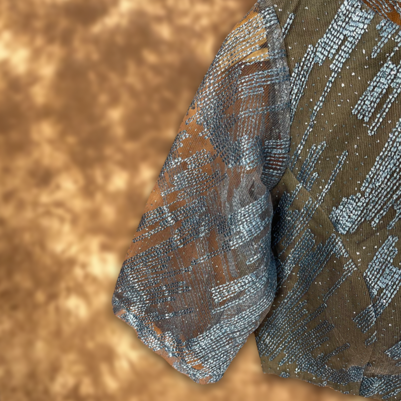 Rubbed Fine Art Sky Gry Coloured Net With Embroidrey Ready to Wear Blouse - kapda Tailor | Grocsy