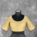 Gleaming Glow Gold Coloured Silk Ready to Wear Blouse - kapda Tailor | Grocsy