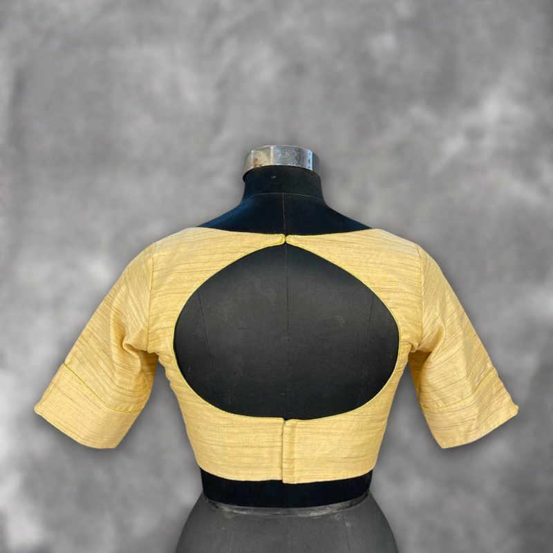 Gleaming Glow Gold Coloured Silk Ready to Wear Blouse - kapda Tailor | Grocsy