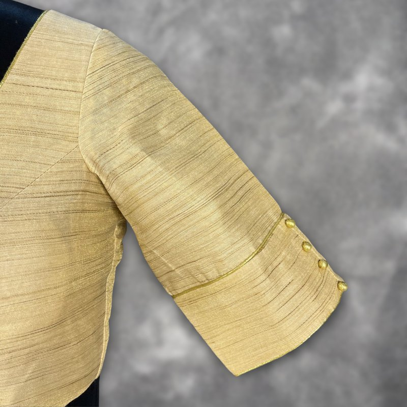 Gleaming Glow Gold Coloured Silk Ready to Wear Blouse - kapda Tailor | Grocsy
