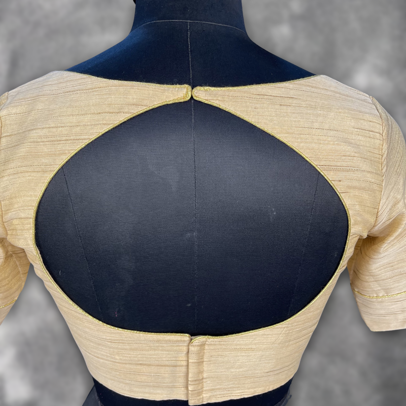 Gleaming Glow Gold Coloured Silk Ready to Wear Blouse - kapda Tailor | Grocsy