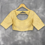 Gleaming Glow Gold Coloured Silk Ready to Wear Blouse - kapda Tailor | Grocsy