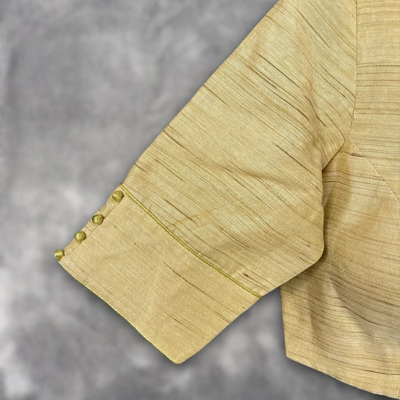 Gleaming Glow Gold Coloured Silk Ready to Wear Blouse - kapda Tailor | Grocsy