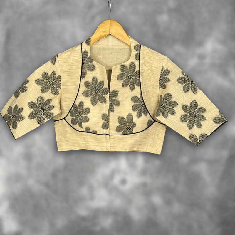 Baadal Ki Chaoon Beige Coloured Cota Cotton/Jute Cotton Ready to Wear Blouse - kapda Tailor | Grocsy