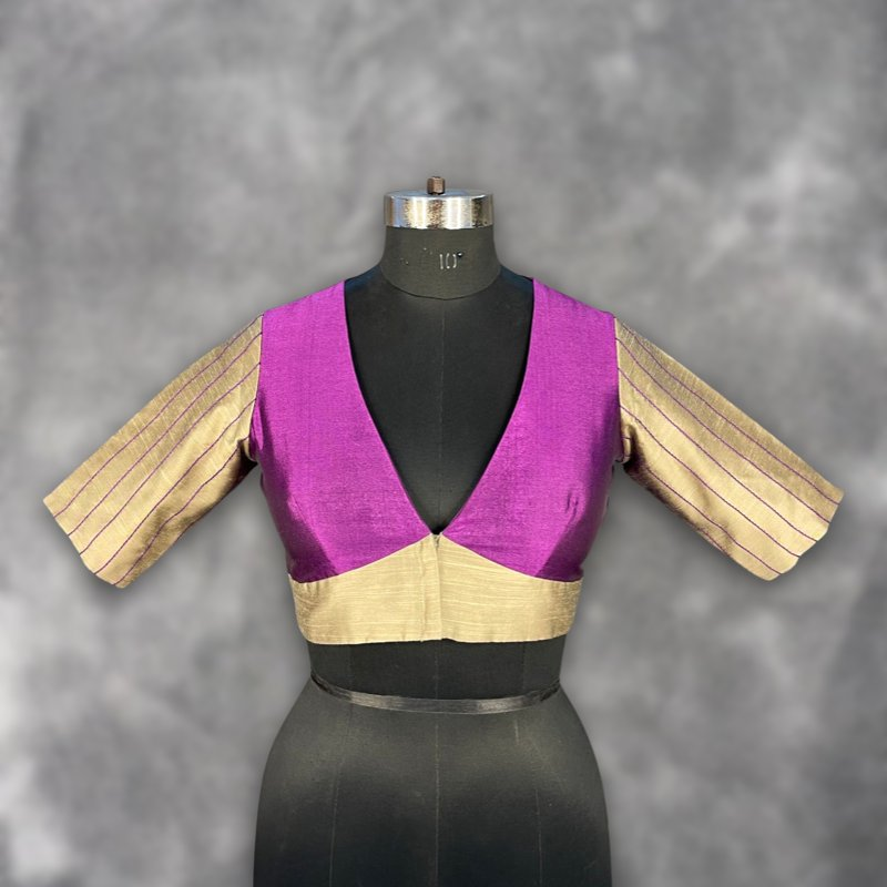 Lavender Love Lavender Coloured Silk & Chanderi Ready to Wear Blouse - kapda Tailor | Grocsy