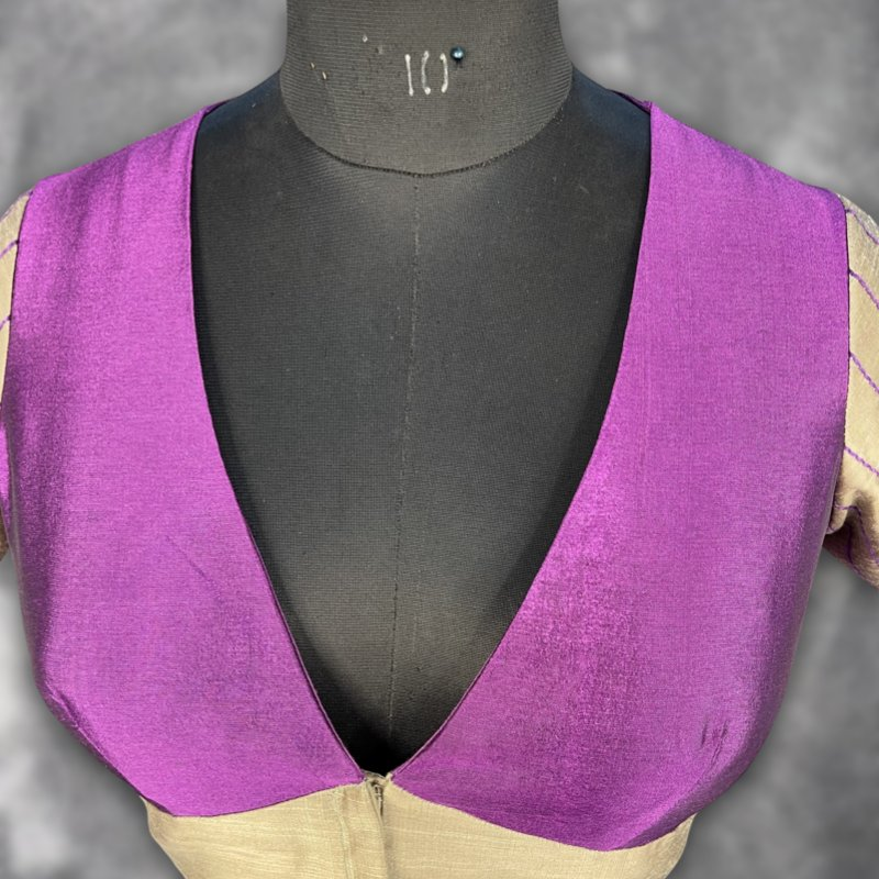 Lavender Love Lavender Coloured Silk & Chanderi Ready to Wear Blouse - kapda Tailor | Grocsy