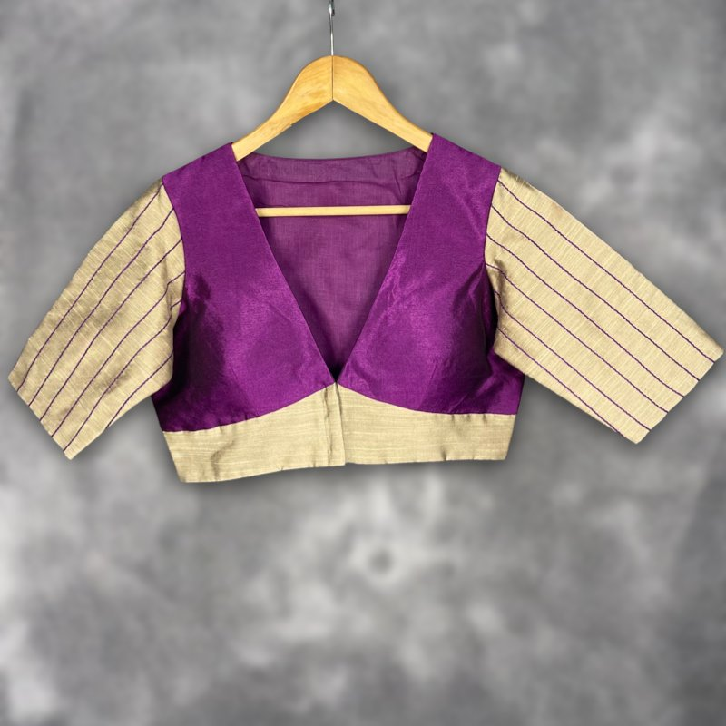 Lavender Love Lavender Coloured Silk & Chanderi Ready to Wear Blouse - kapda Tailor | Grocsy