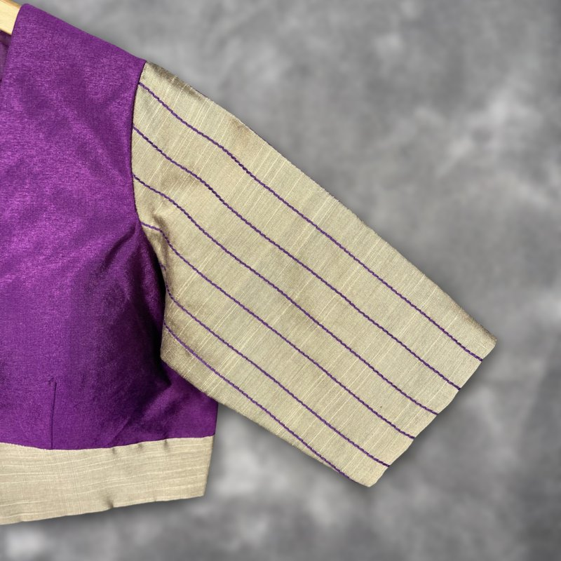 Lavender Love Lavender Coloured Silk & Chanderi Ready to Wear Blouse - kapda Tailor | Grocsy