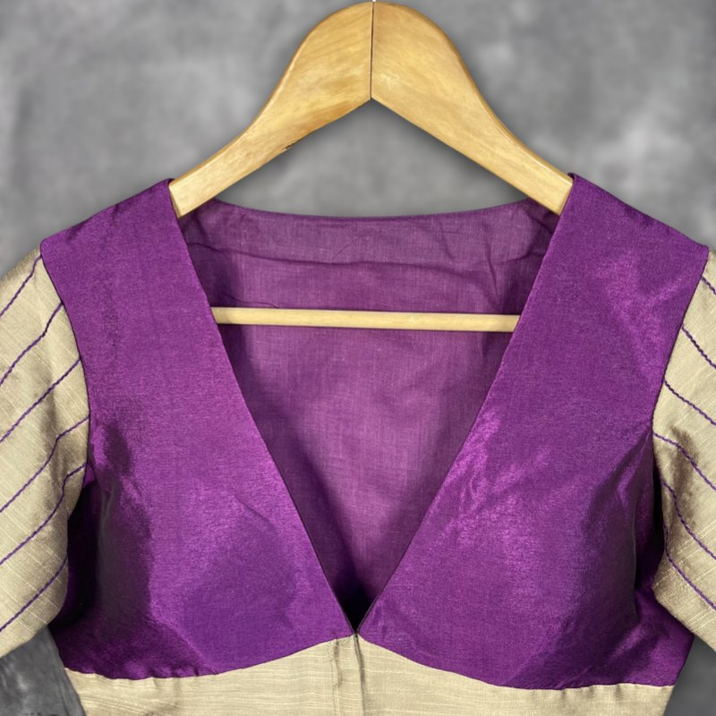 Lavender Love Lavender Coloured Silk & Chanderi Ready to Wear Blouse - kapda Tailor | Grocsy