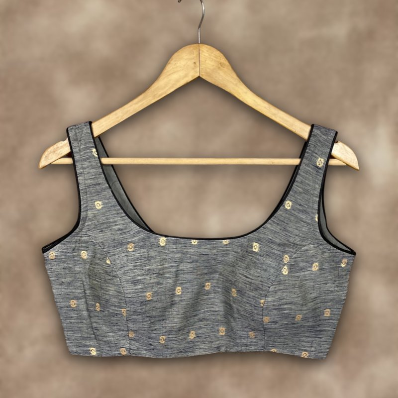 Fabulous Buta Grey Coloured Chanderi Silk Ready to Wear Blouse - kapda Tailor | Grocsy