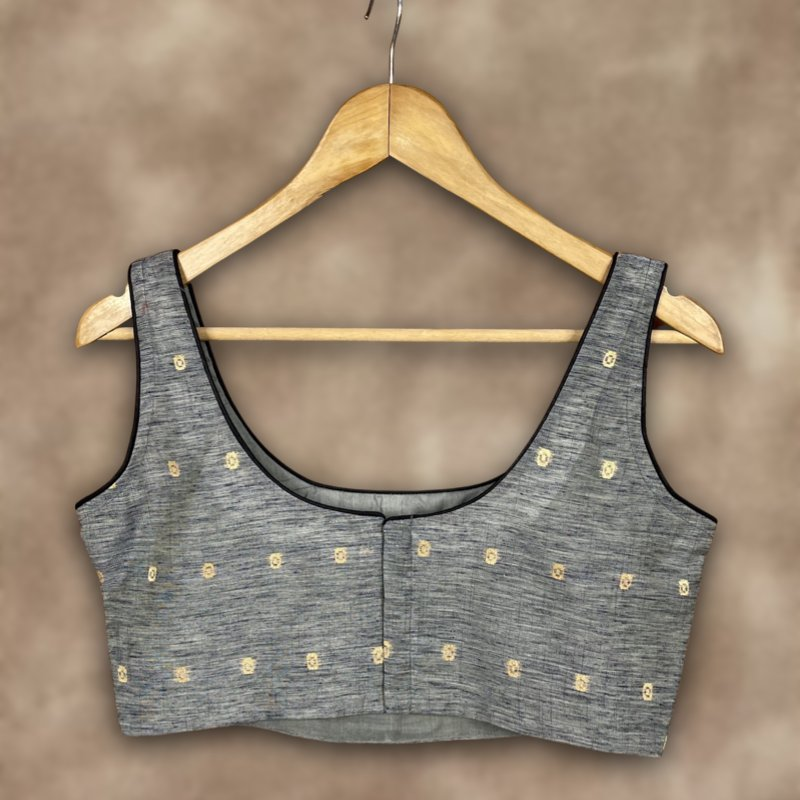 Fabulous Buta Grey Coloured Chanderi Silk Ready to Wear Blouse - kapda Tailor | Grocsy