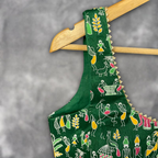 Dreamy Warli Green Coloured Art Row Silk Ready to Wear Blouse - kapda Tailor | Grocsy
