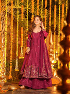 Yash Enterprise Red Crepe Silk Party Wear Embroidery Suit Set | Grocsy