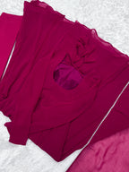 Lorenvalley Fashion Pink Georgette Anarkali Gown Dupatta Set With Pant Ready to Wear - Pink | Grocsy