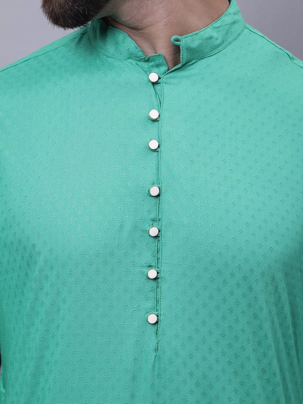 Even Apparels Green Kurta With Band Collar | Grocsy