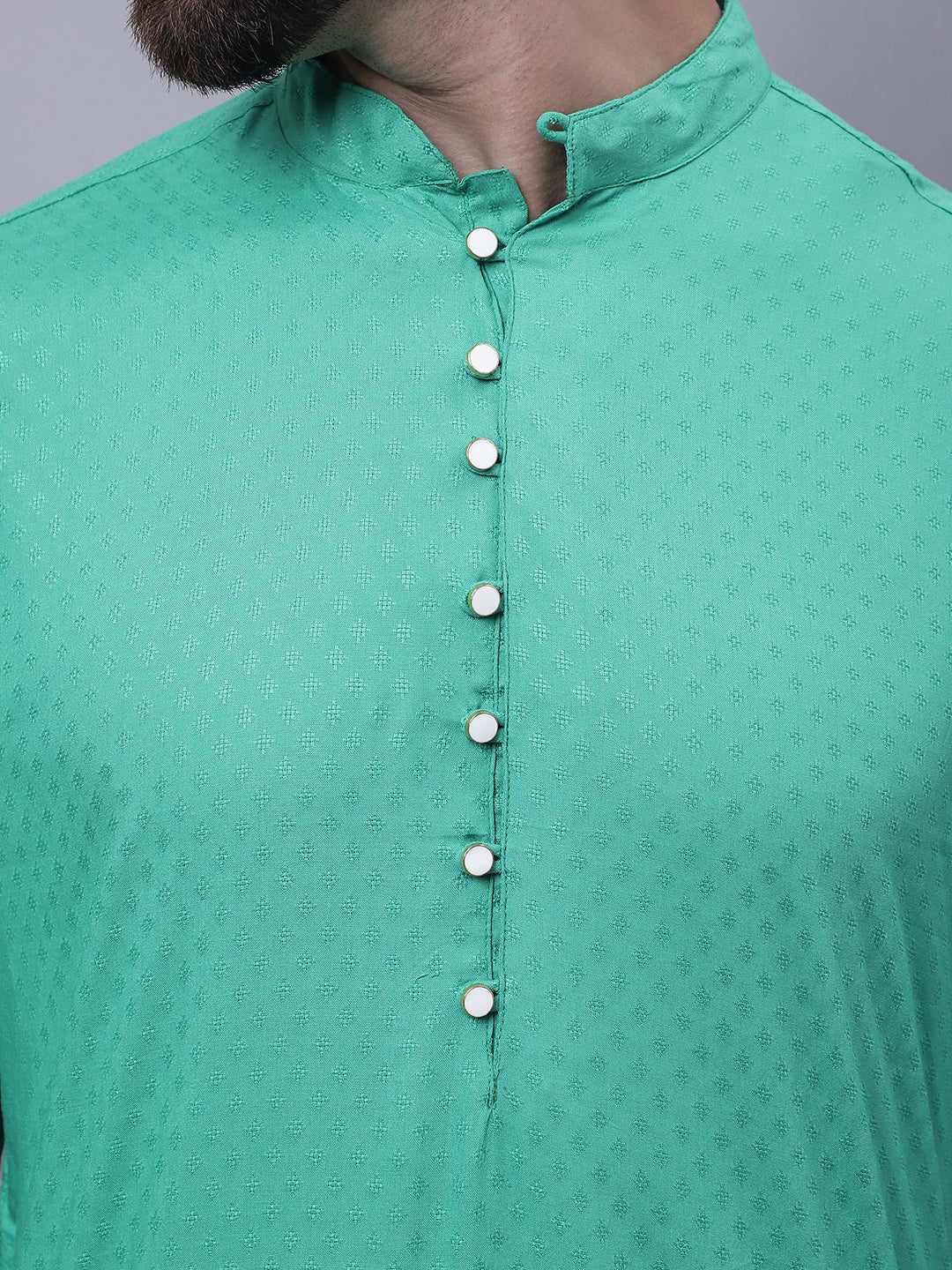 Even Apparels Green Kurta With Band Collar | Grocsy