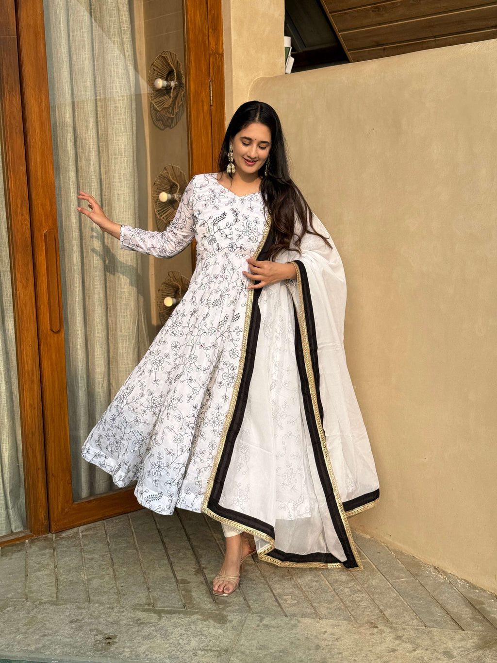 Yash Enterprise White Vichitra Silk Party Wear Embroidery Suit Set | Grocsy