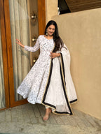 Yash Enterprise White Vichitra Silk Party Wear Embroidery Suit Set | Grocsy