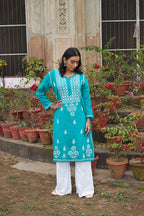 Rangreza Ethnic Alifa Cotton Kurta Blue | Grocsy